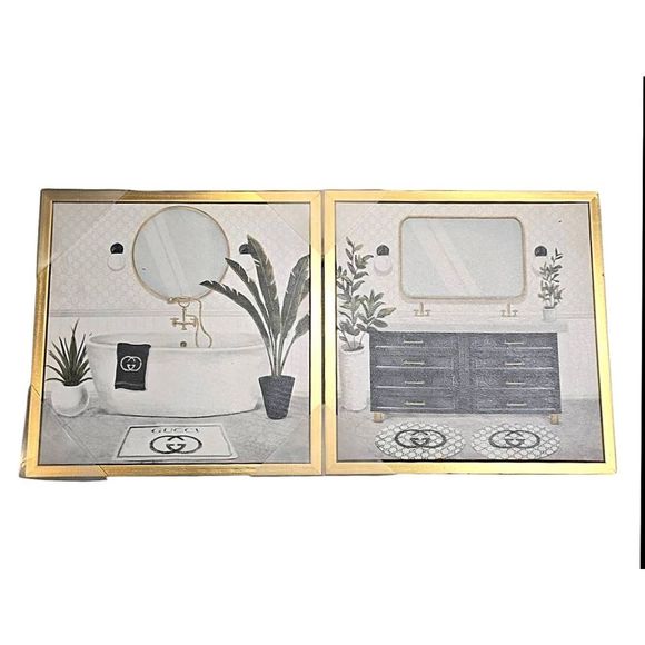 Crystal Luxe Bath Time With Gucci 2-PC Framed Canvas Wall Decor - Picture 2 of 9